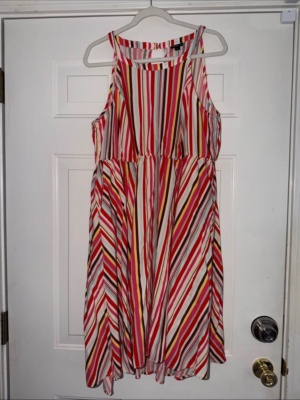 torrid Red, Pink, Yellow & White Striped High-Low Dress. Sz 18